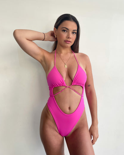 Lace Up One Piece | Barbie Pink